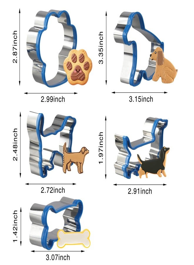 Framad 5PCS Dog Bone Cookie Cutters for Treats, Soft PVC Coated Paw Print Shaped Treat Biscuit Cutter Set - Image 3